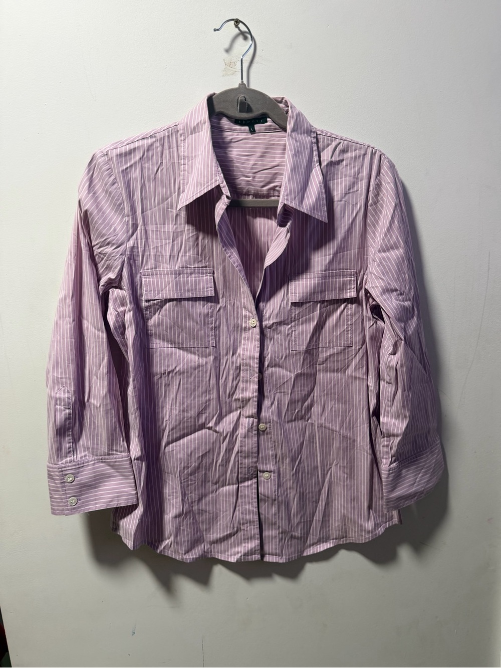 Theory Light Pink Striped Dress Shirt